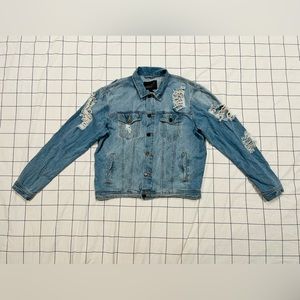 Forget 21 Men Distressed Jean Jacket. Size Small.